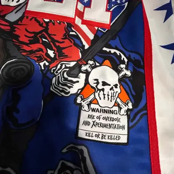 X Philadelphia 'The Answer' Allen Iverson No. 3 Distressed Basketball Jersey Red - Picture 3 of 3